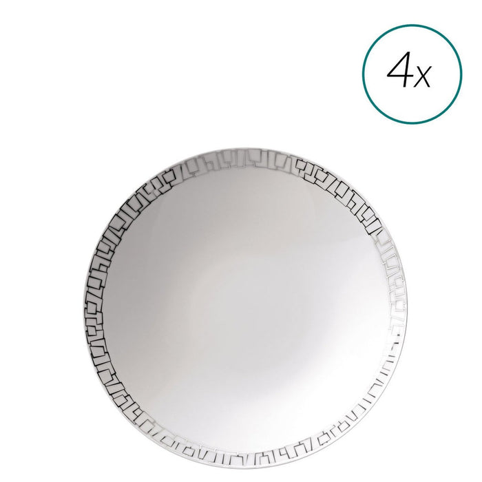 Rosenthal Soup Plates Set 4 Pieces 9.5 Inch Tac 02 Skin Platinum