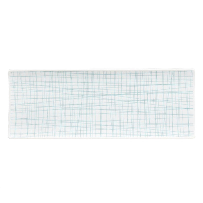 Rosenthal Rectangular Platter 13.5 X 5 Inch Mesh Lines Aqua