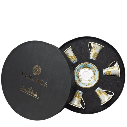 Versace Prestige Gala Le Bleu - Espresso Cup & Saucers Round Hat Box, Set of 6