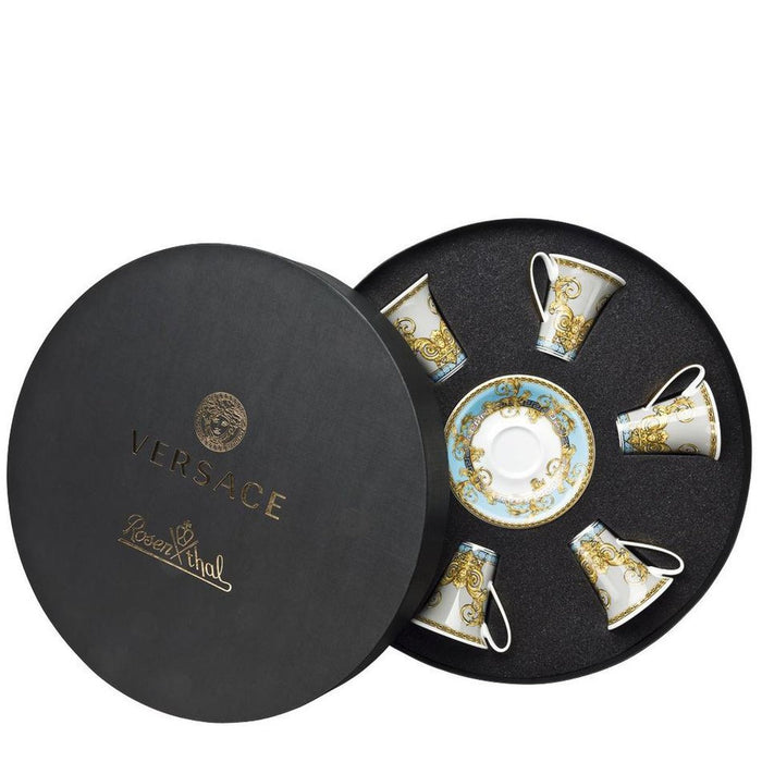 Versace Prestige Gala Le Bleu - Espresso Cup & Saucers Round Hat Box, Set of 6