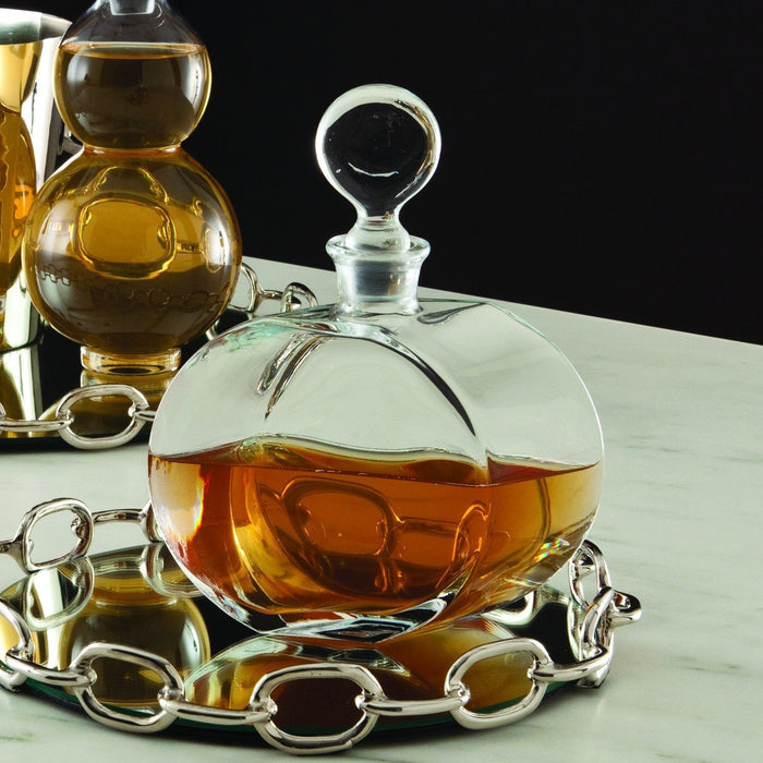 Global Views Round Glass Decanter-Offset Shape