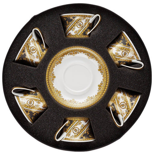 Versace Tea Cup And Saucer Set Of 6 In Round Hat Box I Love Baroque
