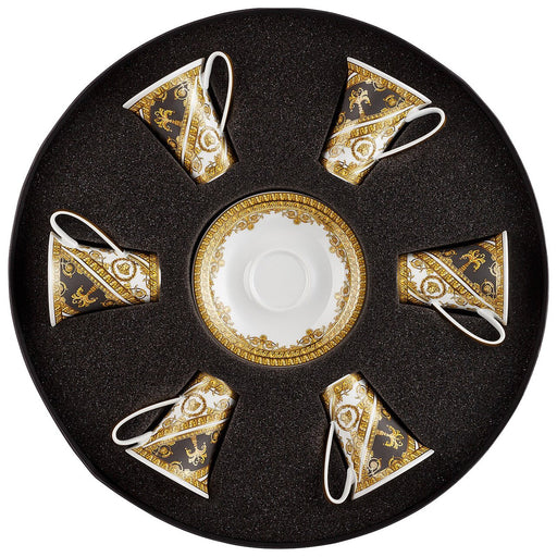 Versace Espresso Cup And Saucer Set Of 6 In Round Hat Box I Love Baroque