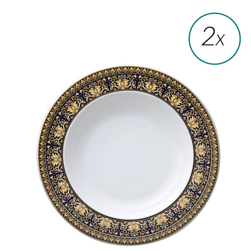 Versace Soup Plates Set 2 Pieces 8.5 Inch Medusa Blue