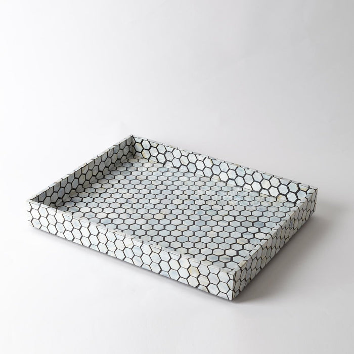 Global Views Mother of Pearl Tray-Black