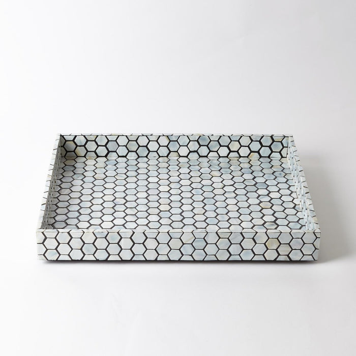 Global Views Mother of Pearl Tray-Black
