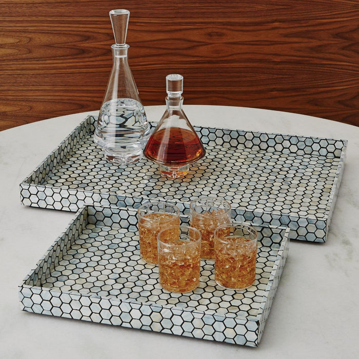 Global Views Mother of Pearl Tray-Black