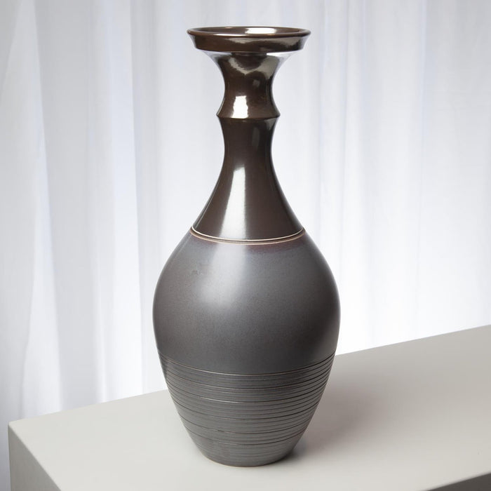 Global Views Bassano Vase-Grey/Bronze