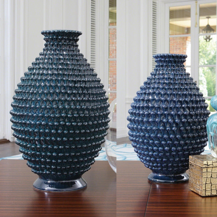 Global Views Pinecone Vase-Cobalt