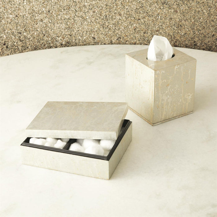 Global Views Champagne Silver Leaf Tissue Box