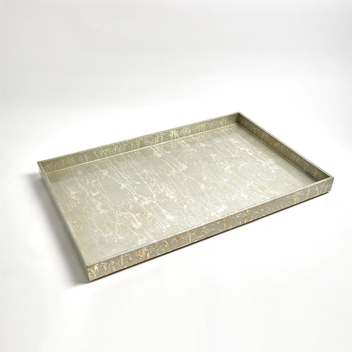Global Views Champagne Silver Leaf Ottoman Tray