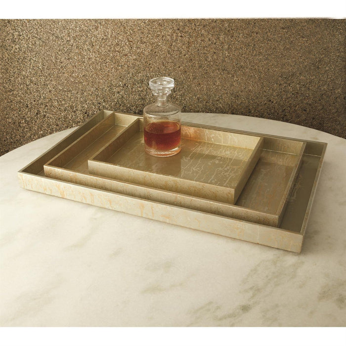 Global Views Champagne Silver Leaf Ottoman Tray