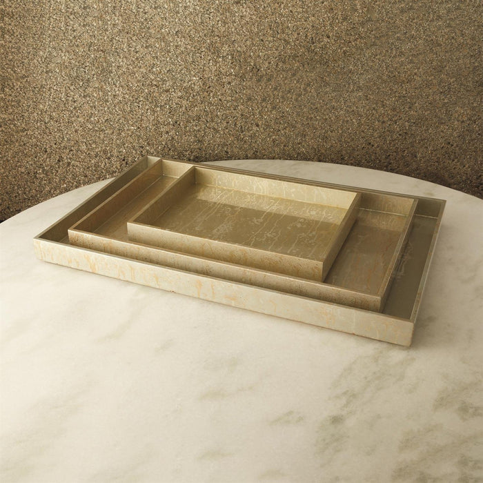Global Views Champagne Silver Leaf Ottoman Tray
