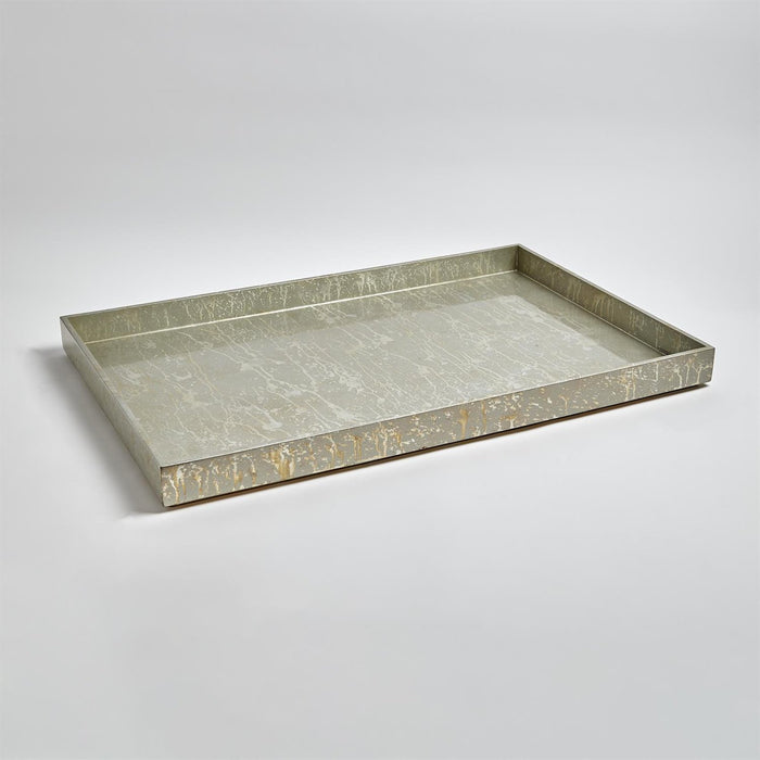 Global Views Champagne Silver Leaf Ottoman Tray