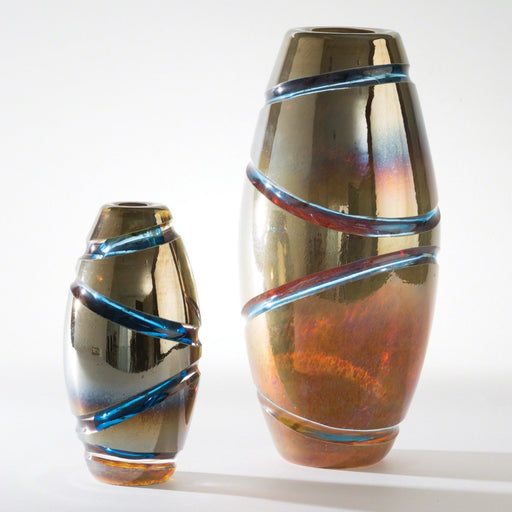 Global Views Cut Vase-Blue