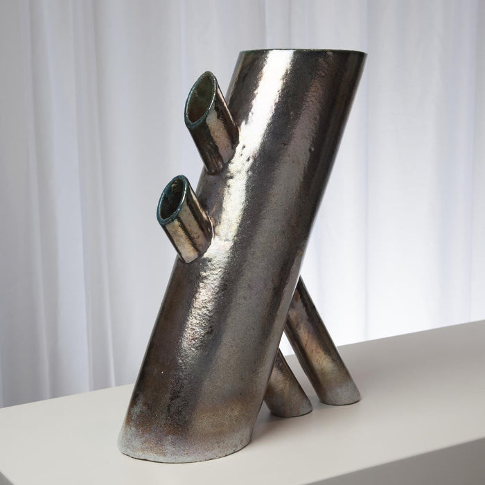 Global Views Double Tube Sculpture-Raku