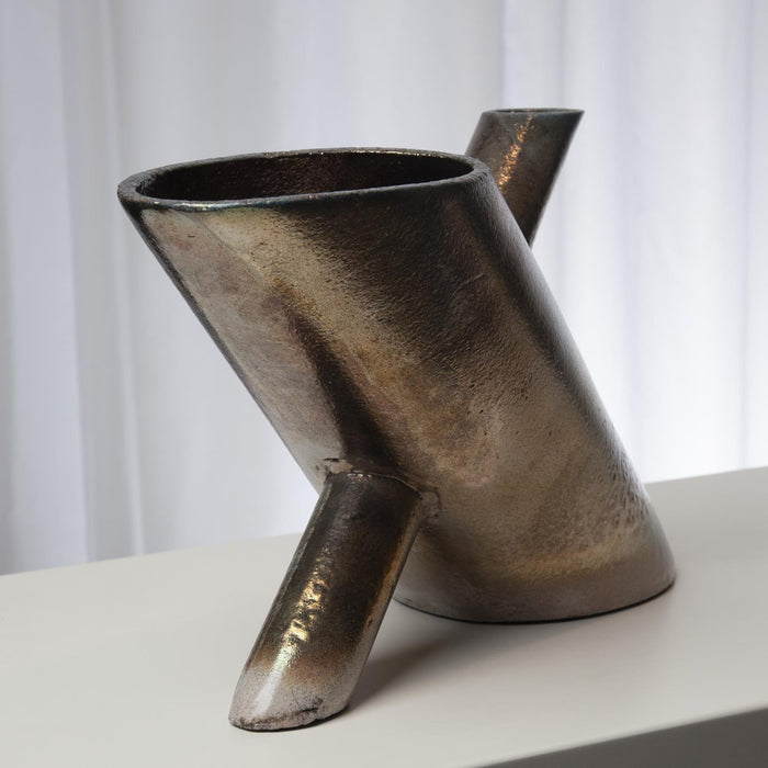 Global Views Double Tube Sculpture-Raku