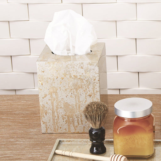 Global Views Champagne Silver Leaf Tissue Box