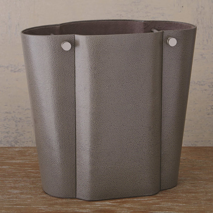 Global Views Serpentine Wastebasket Grey Pebble