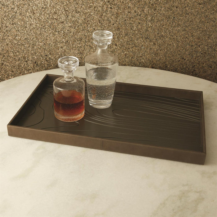 Global Views Wood Grain Tray-Charcoal