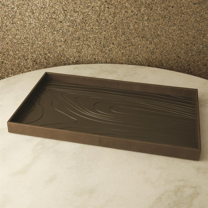 Global Views Wood Grain Tray-Charcoal