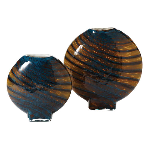 Global Views Cobalt Gold Swirl Vase