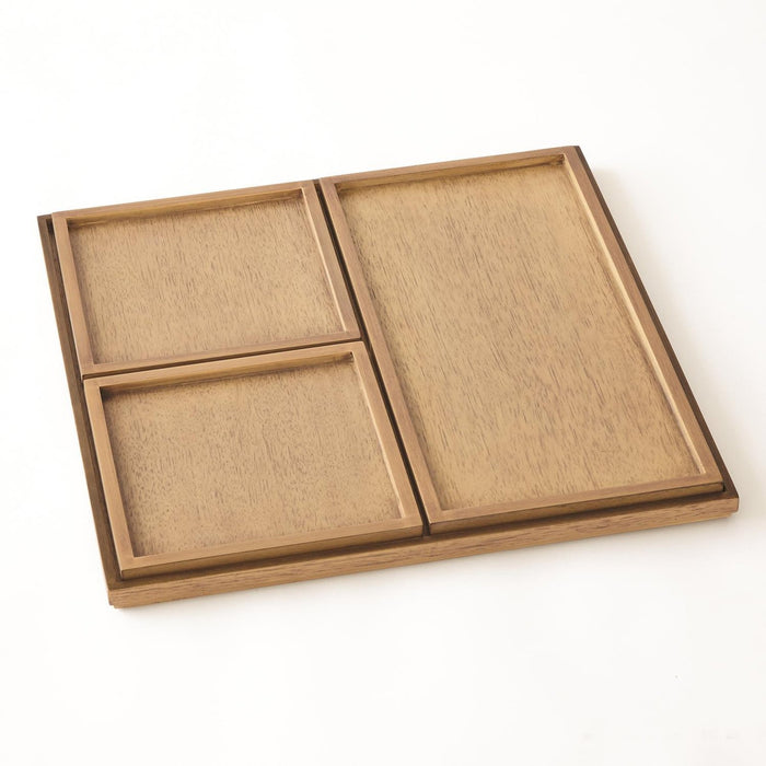 Global Views Set of 4 Nesting Trays-Bleached Walnut