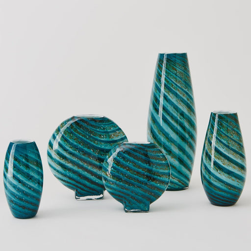 Global Views Aqua Green Swirl Vase
