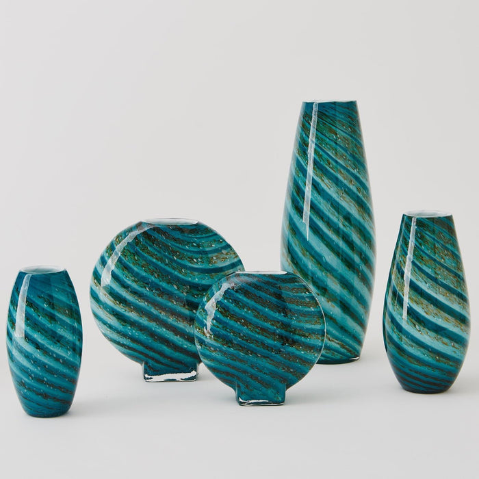 Global Views Aqua Green Swirl Vase