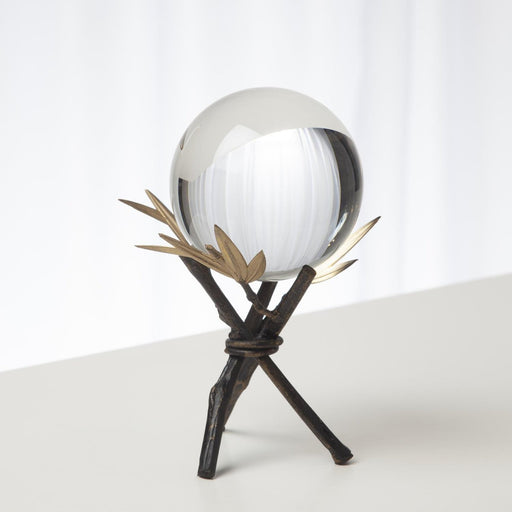 Global Views Bamboo Stand With Sphere Bronze