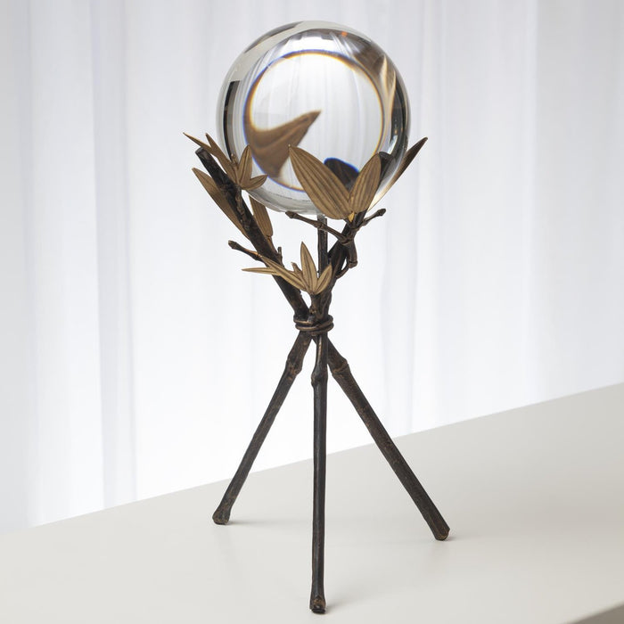 Global Views Bamboo Stand With Sphere Bronze