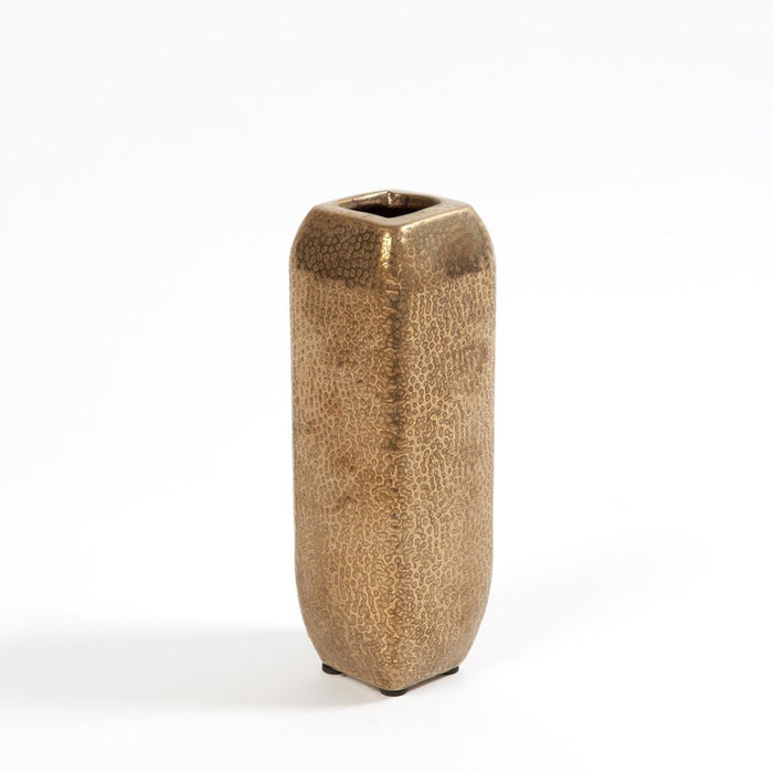Global Views Hammered Vase-Matte Gold