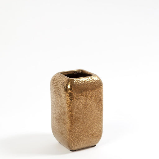 Global Views Hammered Vase-Matte Gold