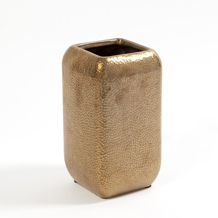 Global Views Hammered Vase-Matte Gold