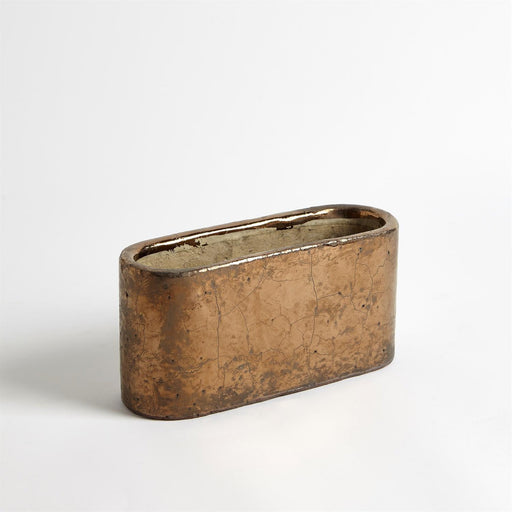 Global Views Flat Oval Vase Gold