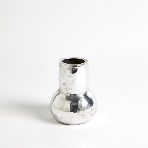 Global Views Hammered Ceramic Chimney Vase Silver
