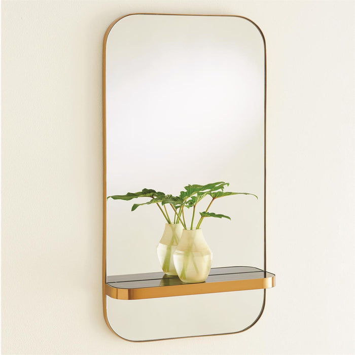 Global Views Train Car Mirror Gold With Marble Shelf