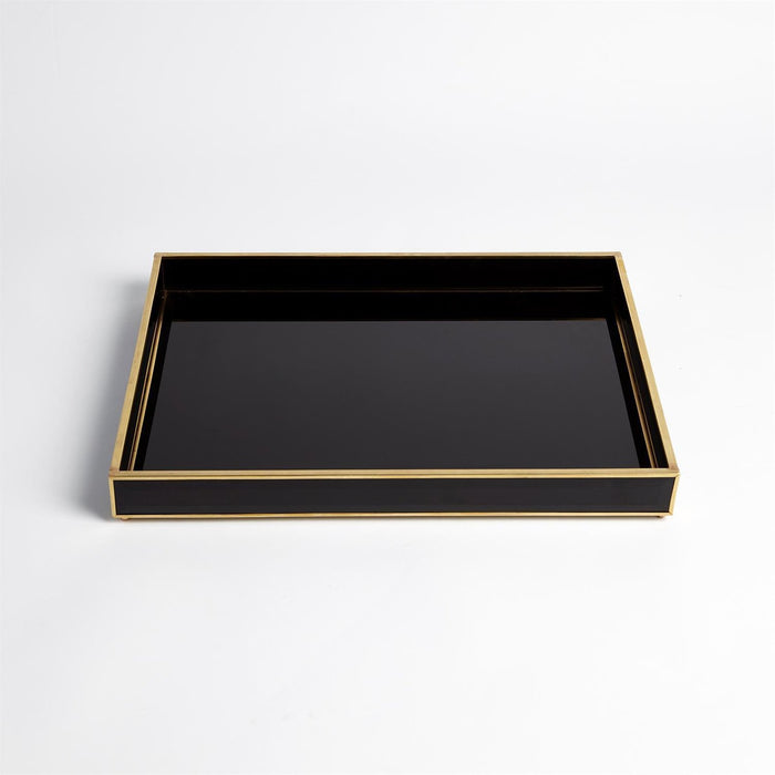 Global Views Bevelled Black Glass Tray