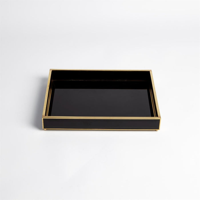 Global Views Bevelled Black Glass Tray