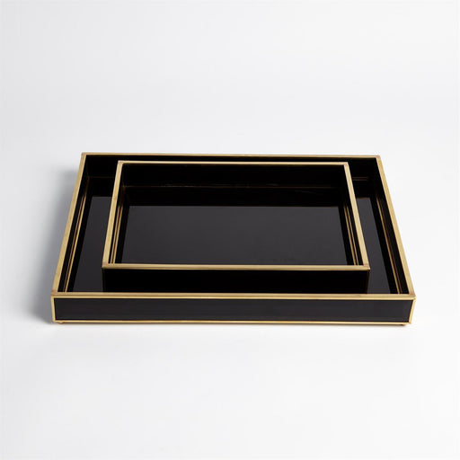 Global Views Bevelled Black Glass Tray
