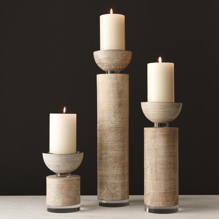 Global Views Scratched Pillar Candle Holder