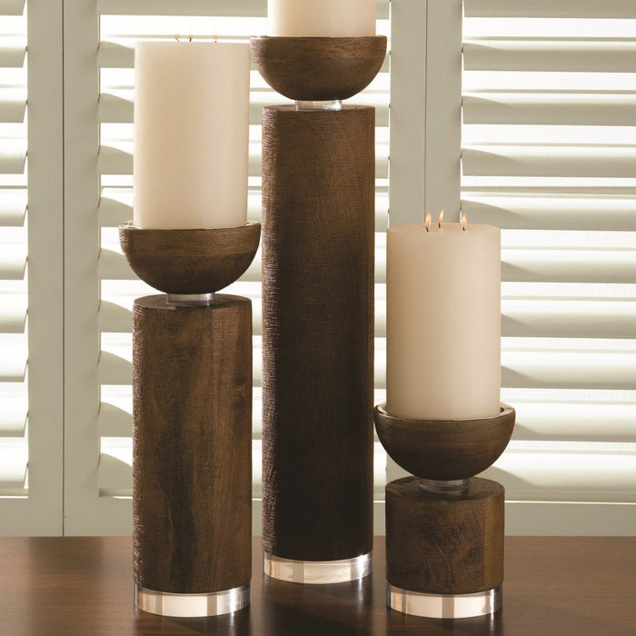 Global Views Scratched Pillar Candle Holder