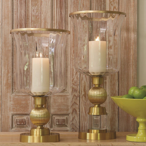 Global Views Fluted Ball Hurricane Antique Brass Large