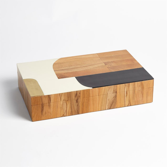 Global Views Wooden Inlaid Box-Black/Ivory