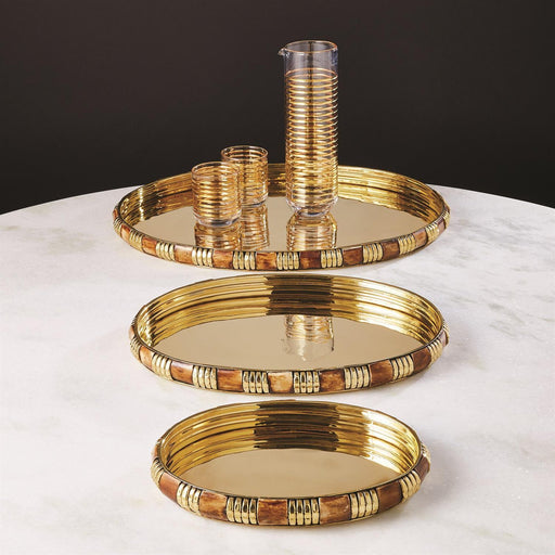 Global Views Banded Bone and Brass Tray