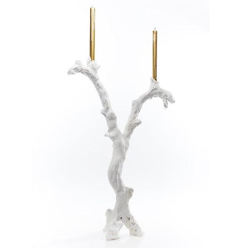 Global Views Faux Bois Candelabra White