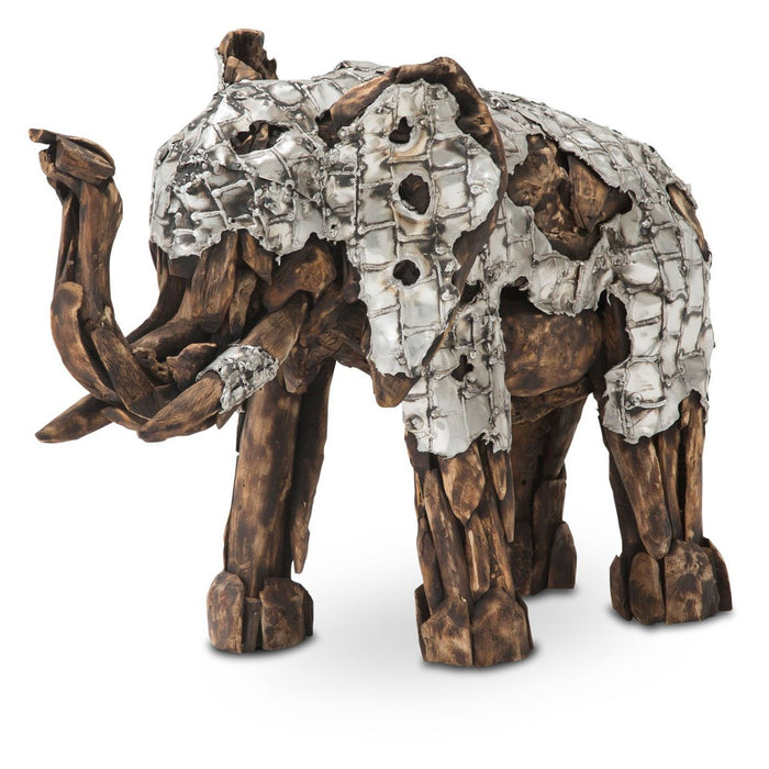 Michael Amini Discoveries Wood Crafted Elephant With Aluminum