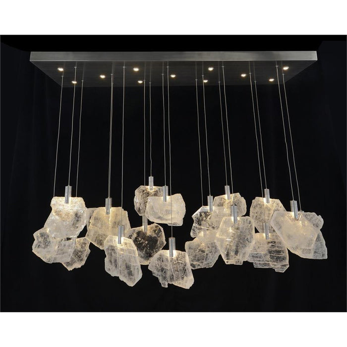 John Richard Moonlight Sonata: Selenite Pane Twenty-Nine-Light Horizontal Chandelier