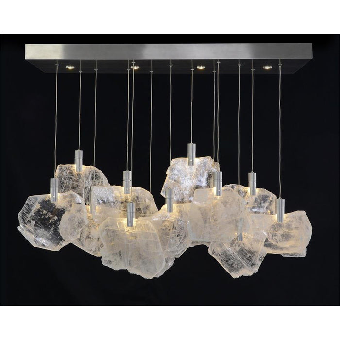 John Richard Moonlight Sonata: Selenite Pane Seventeen-Light Horizontal Chandelier