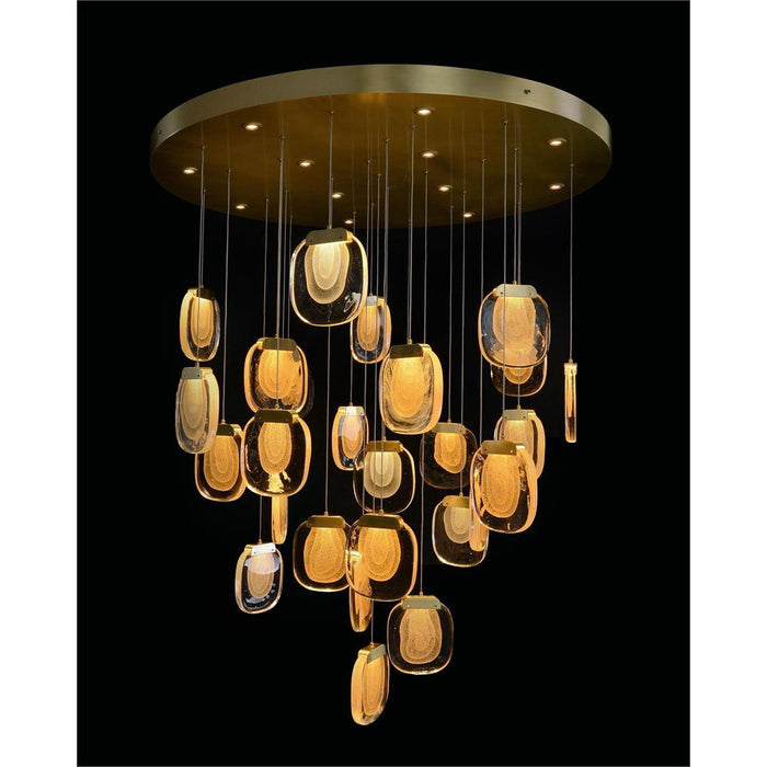 John Richard Bansho: Thirty-Nine Light Layered Glass Drop Pendant Chandelier